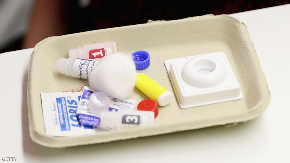 LONDON, ENGLAND - JULY 14: An HIV test kit at Burrell Street Sexual Health Clinic on July 14, 2016 in London, England. Prince Harry was visiting the clinic, run by Guy's and St Thomas NHS Foundation to promote the importance of getting tested for HIV and other STDs. (Photo by Chris Jackson-Pool/Getty Images)