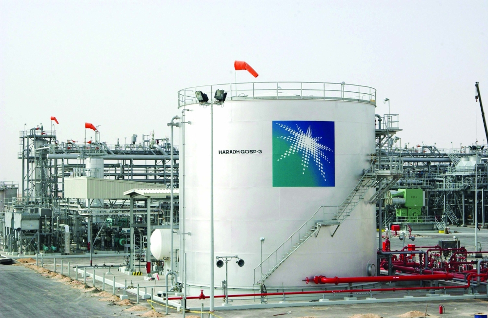 Haradh, SAUDI ARABIA:  A general view shows a new plant inaugurated 22 March 2006 in Haradh, about 280 kms (170 miles) southwest of the eastern Saudi oil city of Dhahran, launching a project adding 300,000 barrels of oil to the kingdom's daily production capacity. The facility which was opened today in a ceremony attended by Saudi Oil Minister Ali al-Nuaimi was completed in January, ahead of schedule, the company said. Approximately 160 kms (100 miles) of new pipeline and extensions will transport crude and gas products to processing facilities further north in the Eastern Province, a statement said. Saudi Arabia, the world's top crude producer and exporter, currently pumps around 9.5 million bpd of oil and has a production capacity of around 11 million bpd.  AFP PHOTO/STR  (Photo credit should read -/AFP/Getty Images)