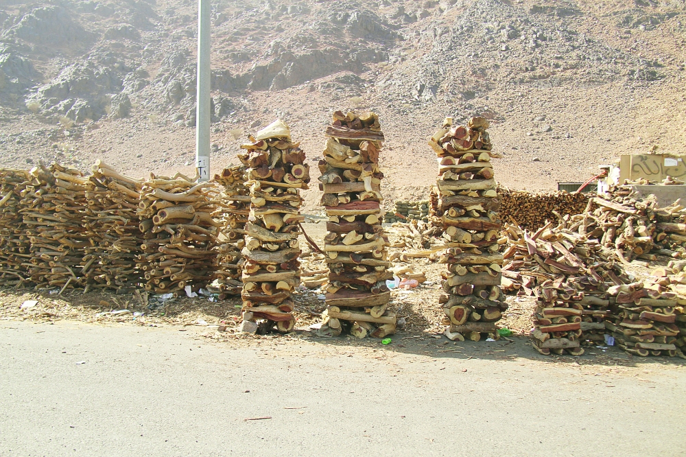 يبتكر باعة الحطب أشكالا جديدة في عرض بضائعهم (تصوير: بندر الترجمي) baltarjami@ 