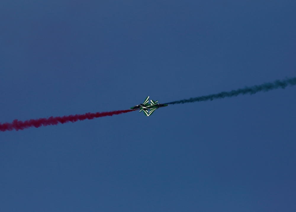 The Saudi Hawks aerobatic team of the Royal Saudi Air Force take part in the Malta International Airshow at SmartCity Malta outside Kalkara, Malta, September 23, 2017. REUTERS/Darrin Zammit Lupi