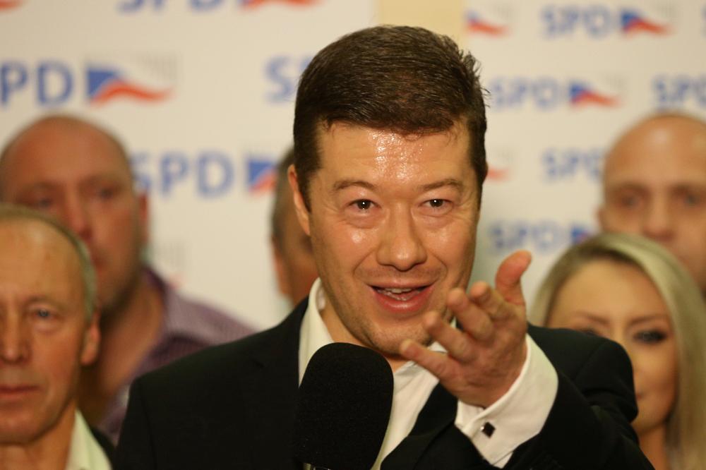 The leader of Freedom and Direct Democracy (SPD) party Tomio Okamura speaks during a press conference at the party's election headquarters after the country’s parliamentary elections in Prague, Czech Republic, October 21, 2017. REUTERS/Milan Kammermayer