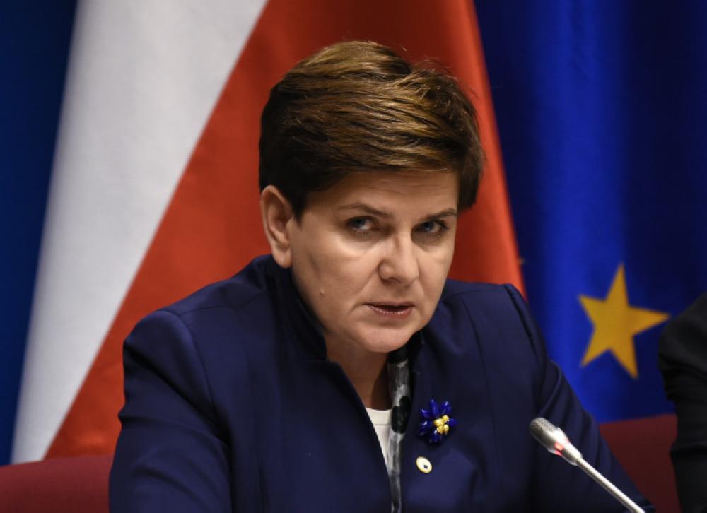 Polish Prime Minister Beata Szydlo holds a press conference during a summit at the European Union (EU) Council in Brussels on December 18, 2015. 
 / AFP / JOHN THYS        (Photo credit should read JOHN THYS/AFP/Getty Images)