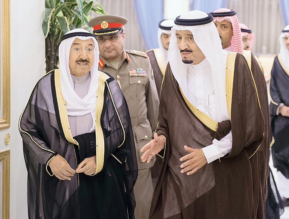 الملك سلمان وصباح الأحمد.. تناغم وتفاهم أخوي في كل ما يخدم دول التعاون الخليجي والمنطقة عموما. (واس)