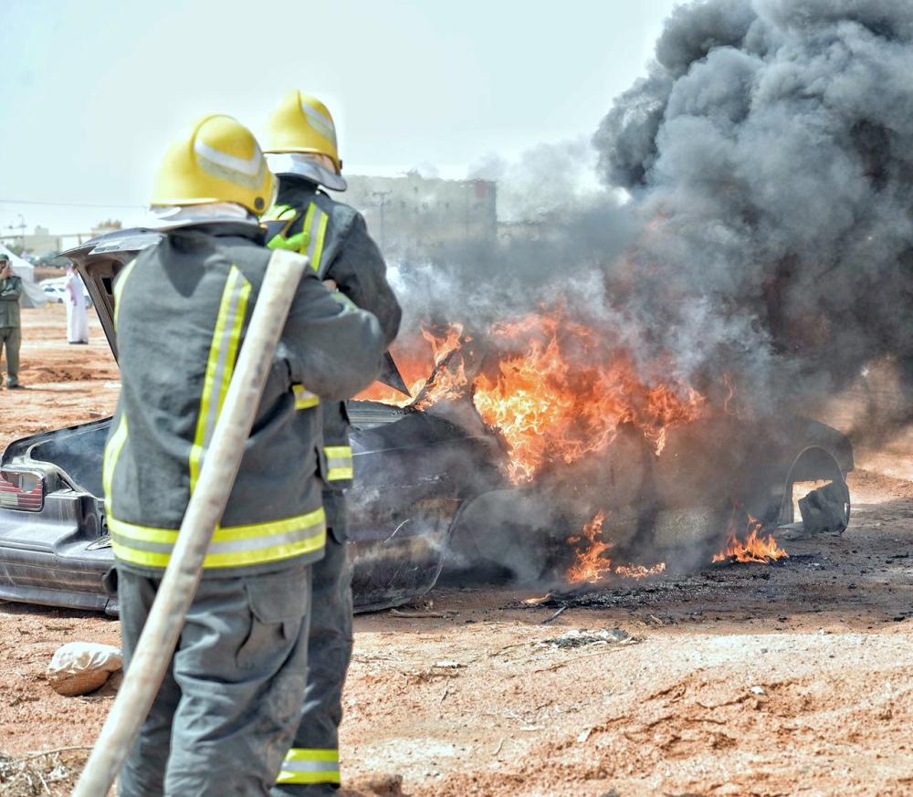 فرضية الدفاع المدني بحائل. (عكاظ)