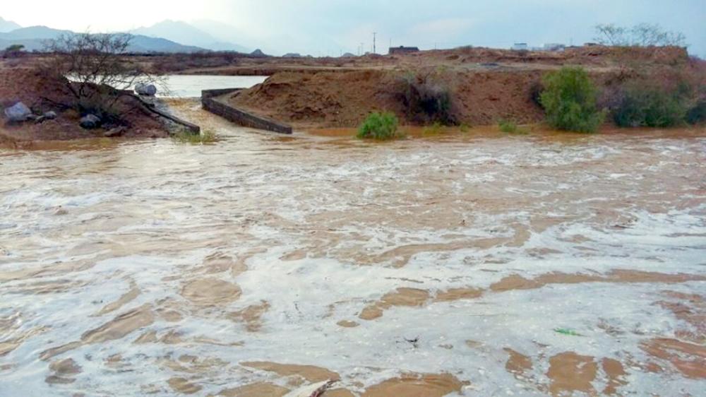 



سيول أمطار بارق المنقولة خلال جريانها.