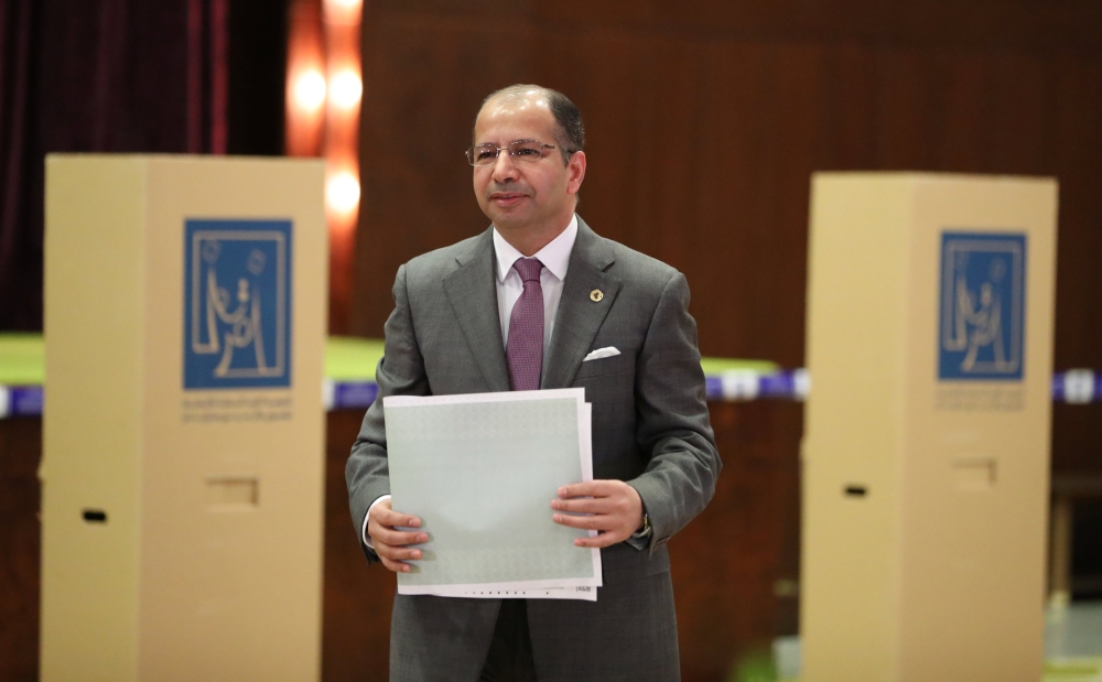 Iraqi Speaker of Parliament Salim al-Jabouri arrives to cast his vote at a polling station during the parliamentary election in Baghdad, Iraq May 12, 2018. REUTERS/Ahmed Jadallah