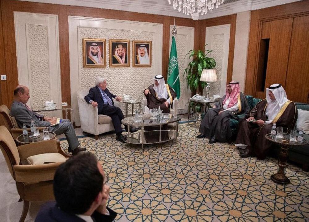 Minister of Foreign Affairs Adel bin Ahmed Al-Jubeir received Special Envoy of Secretary General of the United Nations to Yemen Martin Griffiths.