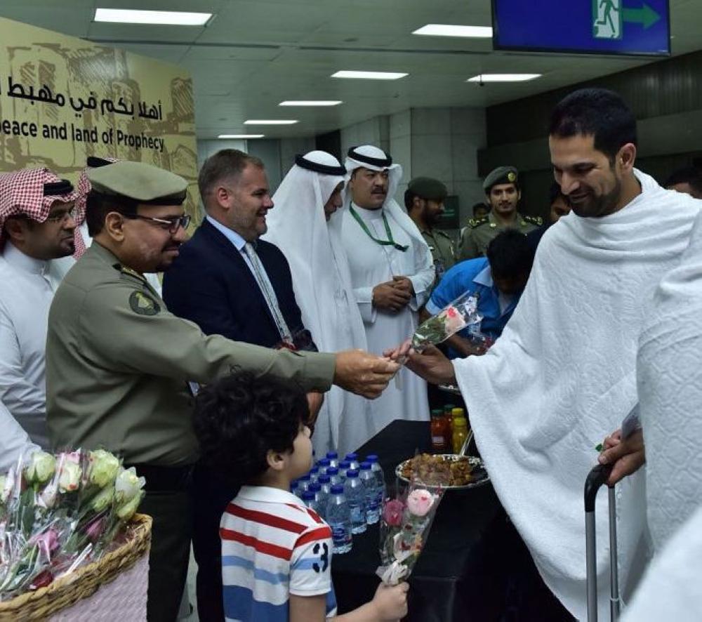 King Abdulaziz International Airport, the main gate for aerial flights related to performing Hajj, receives the first of them, coming from Manchester city, England.