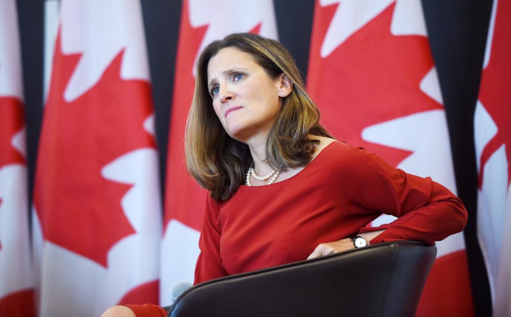 Foreign Affairs Minister Chrystia Freeland discusses modernizing NAFTA at public forum at the University of Ottawa in Ottawa on Monday, Aug. 14, 2017. THE CANADIAN PRESS/Sean Kilpatrick