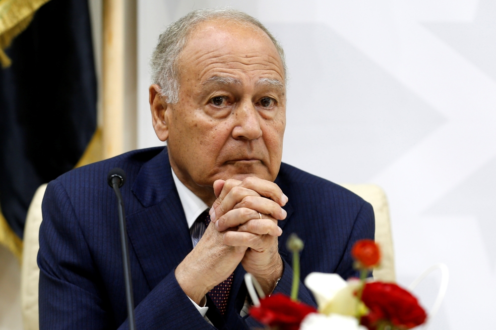 Arab League Secretary-General Ahmed Abul Gheit attends a preparatory meeting with Arab foreign ministers ahead of the Arab summit in Tunis, Tunisia March 29, 2019. REUTERS/Zoubeir Souissi