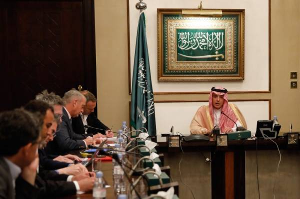 Saudi Minister of State for Foreign Affairs Adel al-Jubeir speaks during a press briefing at the Saudi Embassy in London on June 20, 2019. There is «credible evidence» linking Saudi Crown Prince Mohammed bin Salman to journalist Jamal Khashoggi's murder, a UN expert said on June 20, 2019, calling for sanctions on the prince's foreign assets. / AFP / Tolga AKMEN 