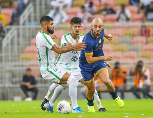 



 لقطة من مباراة الأهلي والنصر في الدوري السعودي.