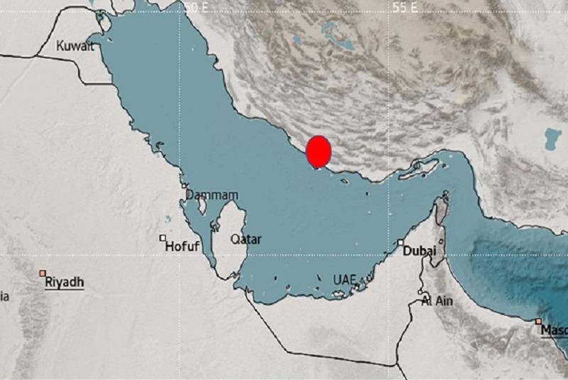 مركز الزلزال جنوب إيران