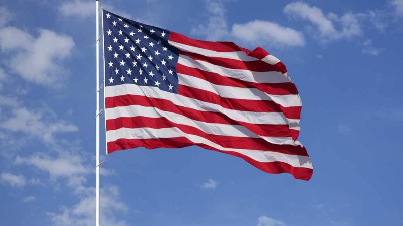 American flag flying in the wind