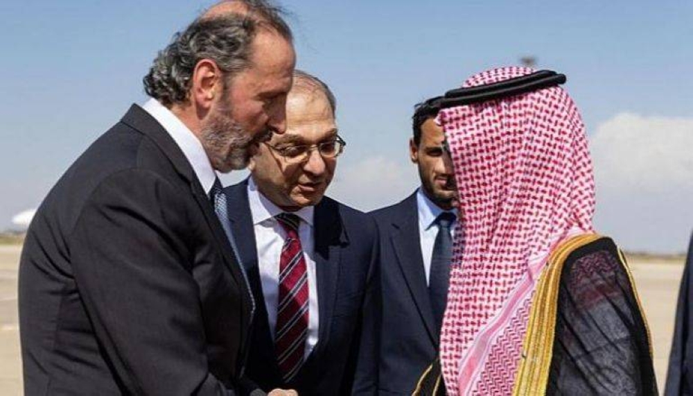 وزير الخارجية السعودي لدى وصوله دمشق.