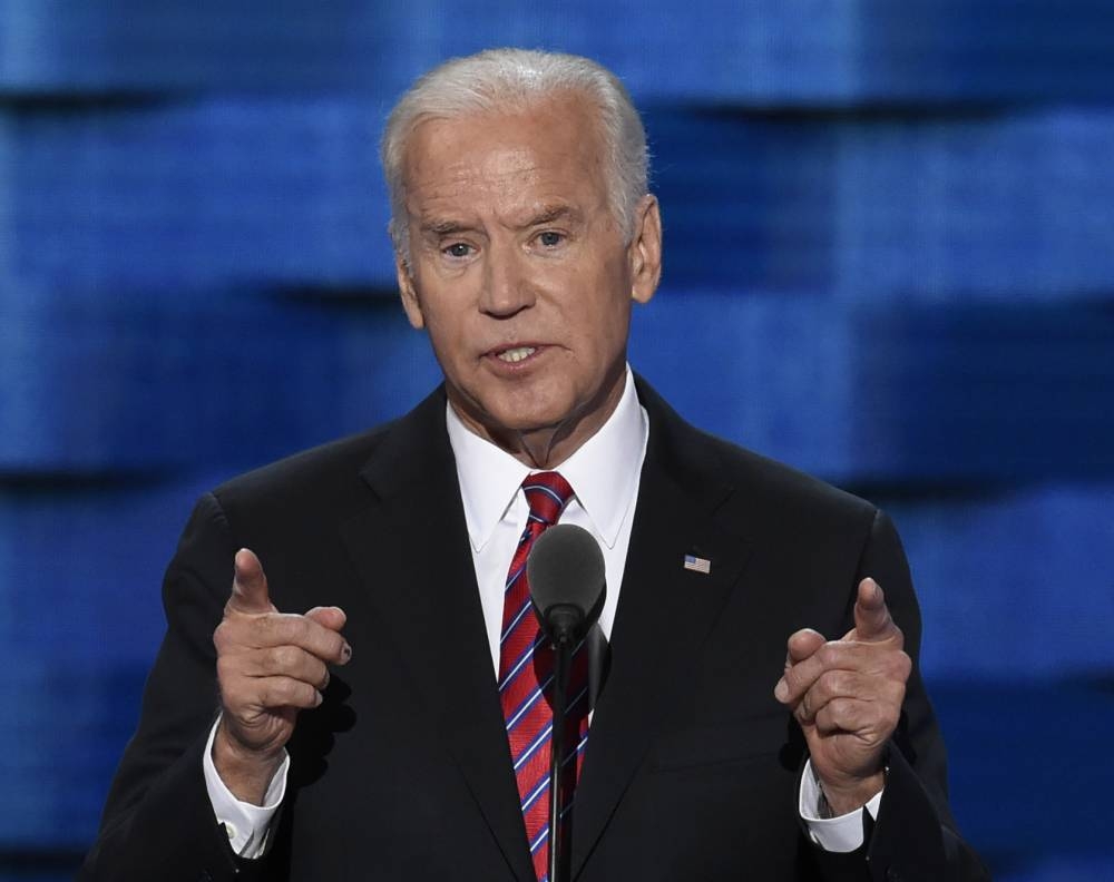 US Vice President Joe Biden addresses the third evening session of the Democratic National Convention at the Wells Fargo Center in Philadelphia, Pennsylvania, July 27, 2016. / AFP PHOTO / SAUL LOEB