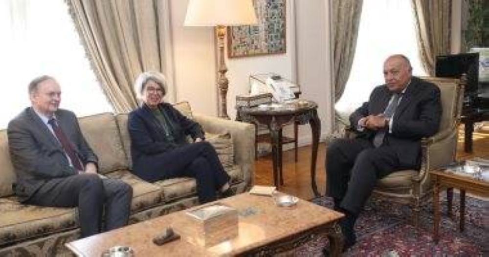 وزير الخارجية المصري ملتقيا مبعوثة الاتحاد الأوروبي للقرن الأفريقي.