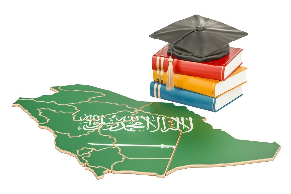 Education in Saudi Arabia concept, 3D rendering isolated on white background