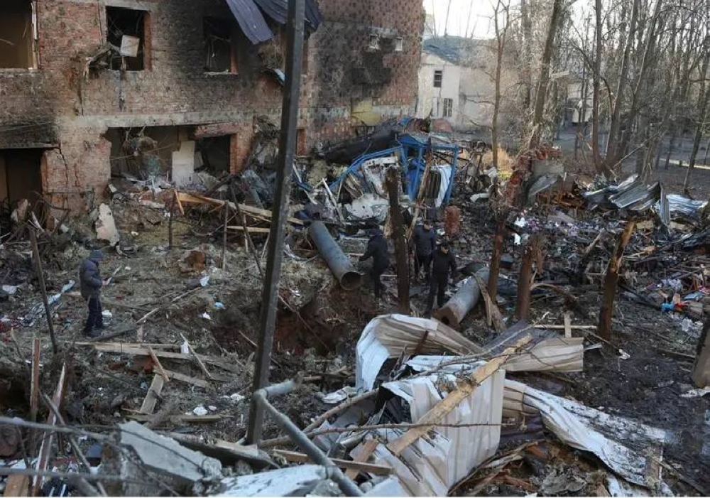  آثار الهجوم الروسي على خاركيف ثاني كبرى المدن الأوكرانية.