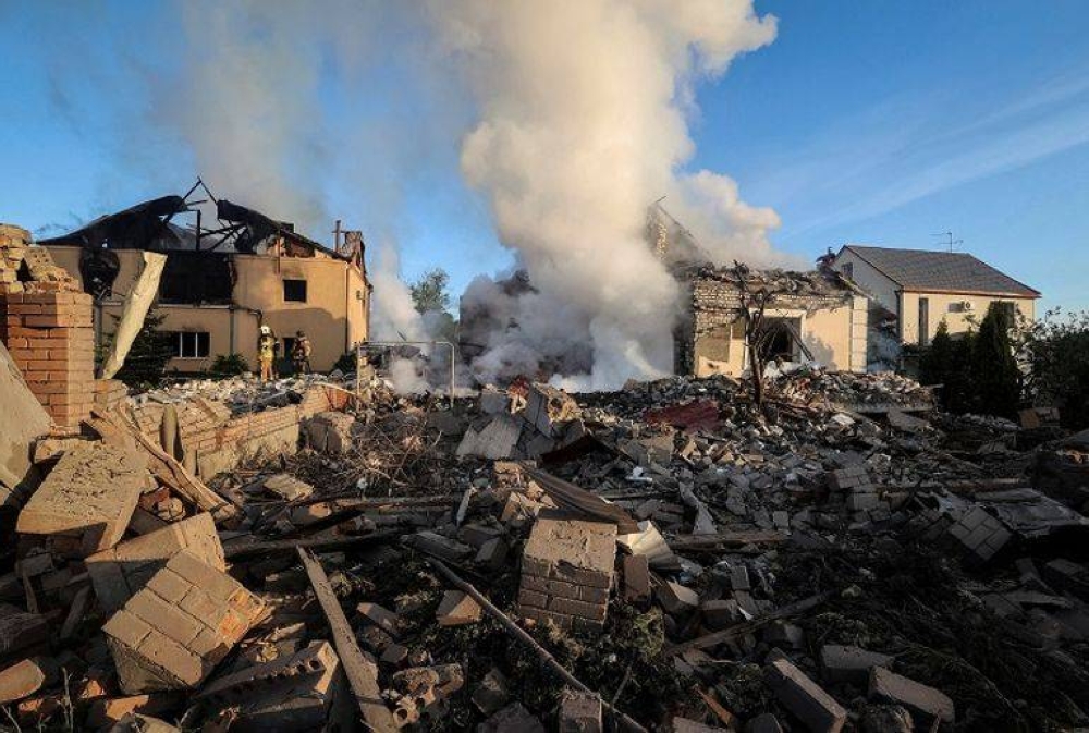 آثار القصف الروسي على منطقة خاكيف الأوكرانية.