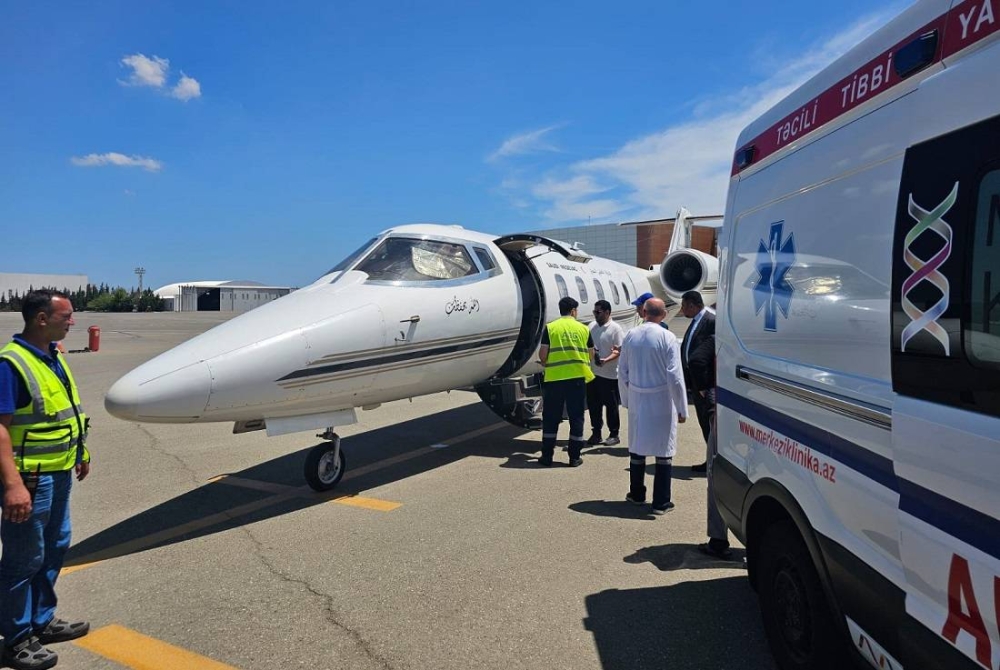 طائرة الإخلاء الطبي لنقل المواطنة لاستكمال علاجها في السعودية
